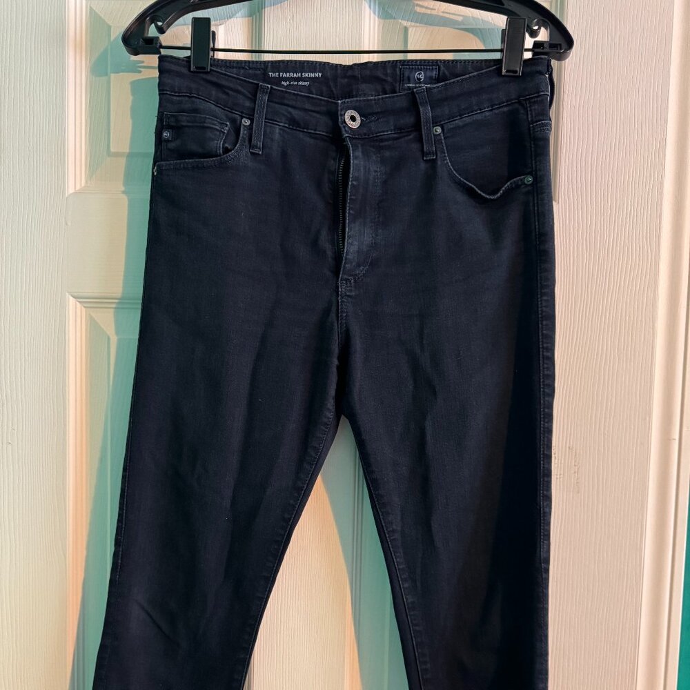 The Farrah Skinny - AG Jeans, Size 28R lite black High Rise Skinny